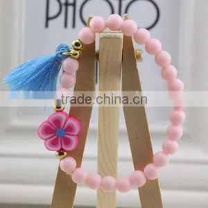 Colorful Bangle Wristband Children Kids Custom Tassel Bead Bracelet thumbnail-1