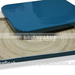 Square Colored Lacquer Bamboo Tray thumbnail-1