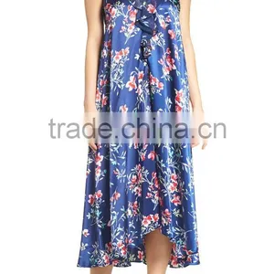 Latest Modal Romatic Nightgown for Women Sleepwear Long Satin Silk Floral Printed Pajamas Wholesale Custom High Quality thumbnail-2