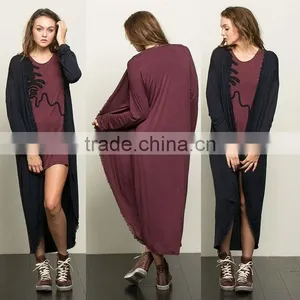Women Full Length Cocoon Duster Ladies Extra Long Cardigan New Arrival thumbnail-1