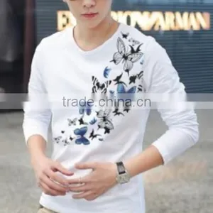 Promotional Custom Plain Dyed Unisex Adult O-neck Unisex Workwear T Shirt/Butterfly Printed Casual Shirts thumbnail-3