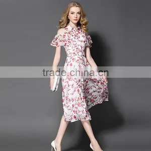 Maxnegio Long Chiffon Sexy Keyhole Print Floral Casual Dress thumbnail-4