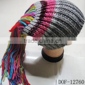 Fashion Most Popular 100%acrylic Crochet Knitted Stripe Hot Cap for Winter in Stock Now! thumbnail-2