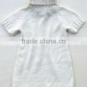 Turtleneck Short Sleeved Girls Children Knitted Pullover thumbnail-2