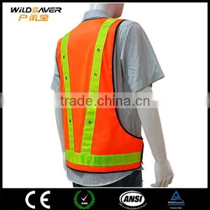 China Reflective Safety Vest at Red Color With LED Lights thumbnail-5
