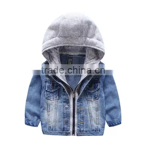 High Quality Fashion Children Wear With Hood Boy Kids Jean Jackets thumbnail-1