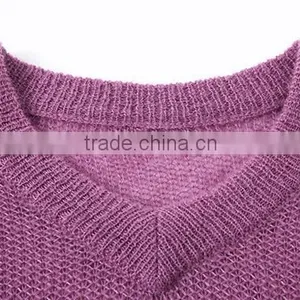 Wholesale Beautiful Purple v Collar Ladies Latest Wool Knitted Sweater Design With High Grade thumbnail-5