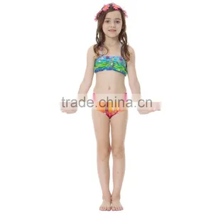 New Kids Girls Mono Fin Swimmable 3Pcs Mermaid Tail Swimming Bikini Set Swimwear thumbnail-4