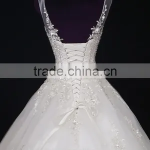 2017 New Style Luxury Beaded Round Neck Long Sleeve Mermaid Lace Wedding Dress BS42 thumbnail-5