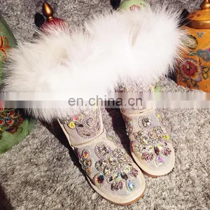 Aidocrystal Handmade Winter Style Rhinestone Decor Warm Snow Boots for Little Girls thumbnail-1