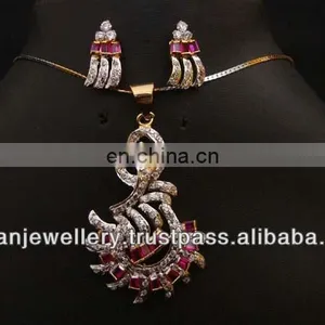 Cubic Zircon Pendant Necklace Exporter, Wedding Pendant Necklace Manufacturer thumbnail-1