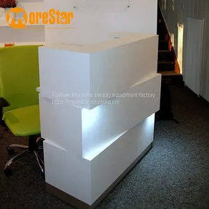 Modern Beauty Spa Salon White Front Reception Desk With Back Wall for Sale thumbnail-2