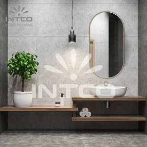 Aluminum Frame Wall Mirror, Pill Shaped Wall Mirror, Metal Frame Bathroom Mirror thumbnail-1