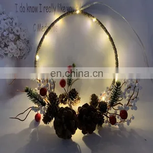 Christmas Pinecone/Cotton And Berry Wreath Copper Wire String Light thumbnail-4