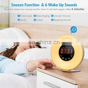Wake Up Light, 6 Nature Sounds, 7 Colors FM Radio Sunrise Sunset Simulation Alarm Clock Night Light With Smart Snooze Function thumbnail-3