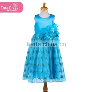The Sky Blue Princess Dress for Girls Peacock Tutu Dress thumbnail-1