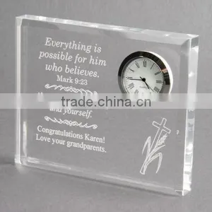 Rectangle Transparent 2D Engraving Clock Crystal Clock Souvenir thumbnail-1