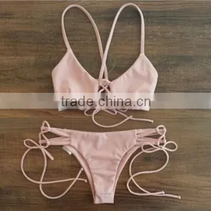 Pink Strappy Cheeky Brazilian Bikini thumbnail-2
