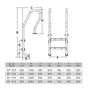 High Quality Anti-Slip Silver 5-Step Ladder for Swimming Pool Ladders With Flange Steps Underground Ground Pool Steps thumbnail-4