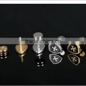 Men's Titanium Steel Stud Earrings Golden Shield Cross Mini Earrings Punk Style Design thumbnail-5