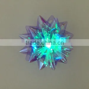 3.75" LED Star Ribbon Bow Optical Fiber Gift Lighting Up Star Bows, Christmas Tree Decorative LED Bow, LED Ribbon Bow thumbnail-4