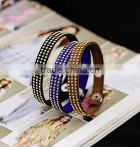 Wholesale Latest Design Fashion Leather Diamond Bracelet,bracelet Jewelry thumbnail-3