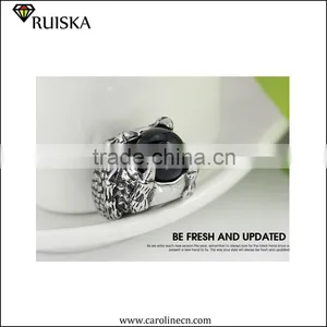 Fashion Rhinestone Ring With Antique Silver Tone Titanium Ring thumbnail-3