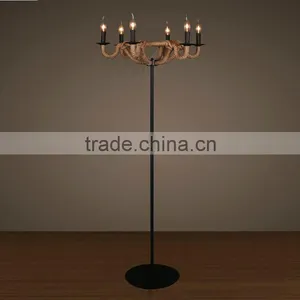 2016 New Style Simple Vintage Iron Hemp Rope Floor Lamp Model 8111-L6 thumbnail-1