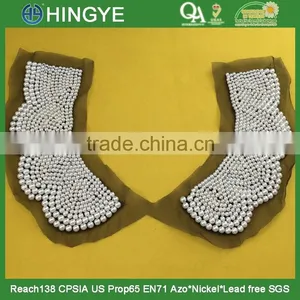 Wholesale Crochet Made White Pearl Beaded Neckline Collar for Garments thumbnail-2