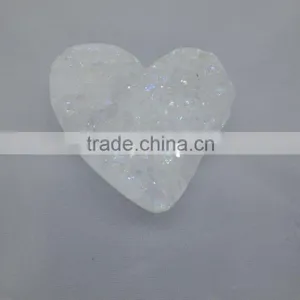 Natural Jewelry Accessory Agate White Druzy Heart Shape Pendant Loose Stone thumbnail-3