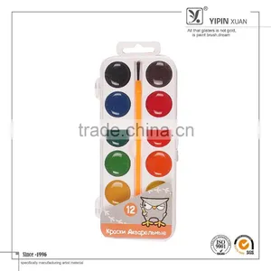 Best Quality Cheap 12Colors Dry Water Color Paint Set With Brush In Stock thumbnail-1