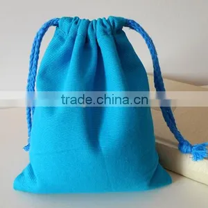 Wholesale Blue Color Canvas Drawstring Gift Packing Bag thumbnail-1