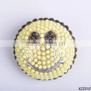 Black and Light Yellow Dots Resin Gem Stud Smily Brooches thumbnail-1
