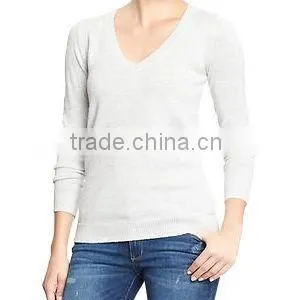 Factory Price Wholesale Women's V Neck Sweater New Design Blank Sweaters thumbnail-2