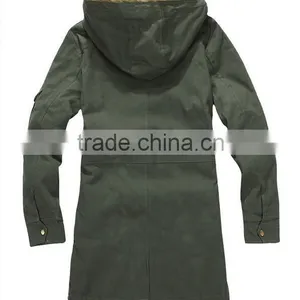 New Men Women Military Long Winter Trench Coat Jacket Hooded Parka Overcoat thumbnail-3