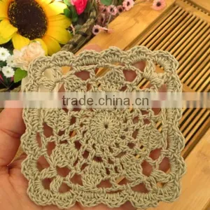 Hand Crochet Cotton Sequare Lace Doilies,DIY Accessories Decoration Cup Mat thumbnail-5