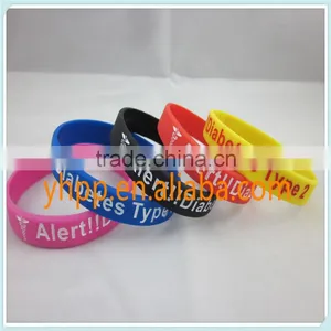 Custom Type 2 Diabetic Medical Alert Silicon Febossed Wristband Bracelet Quality Choice thumbnail-2