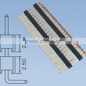 Pitch: 1.27mm Pin Header Right Angle Single Row Double Body H=2.5 thumbnail-1