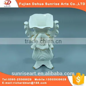 White High Glazed Ceramic Flower Vase thumbnail-1