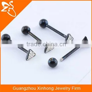 Wholesale Body Jewelry Fashion Stainless Steel Crystal Tongue Ring for Ladies thumbnail-2