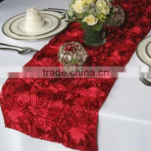Red Luxury Embroidered Satin Table Runner thumbnail-1