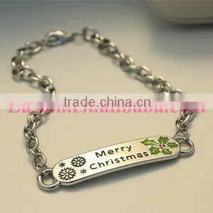 Hot Selling Merry Christmas Letter Engraved Metal Plate Cuff Bangle Bracelet thumbnail-2
