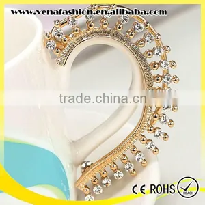 Women Small Moq Cheap no Piercing Rhinestone Ear Cuff thumbnail-1