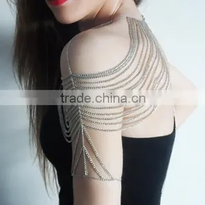 Wedding Bridal Women Crystal Rhinestone Shoulder Body Chain Necklace Jewelry thumbnail-1