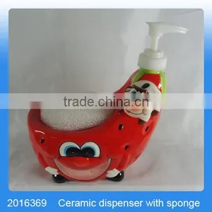 Cute Strawberry Shaped Ceramic Dispenser and Sponge Holder for Kitchen thumbnail-5