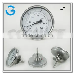High Quality 4 Inch Stainless Steel Bottom Mount Sanitary Temperature Gauge thumbnail-1