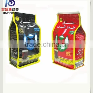 Standing Side Gusset PE Lined Kraft Paper Packaging Quad Seal Flat Block Bottom Coffee Bag thumbnail-1