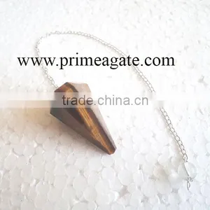Faceted Tiger Eye Pendulum / Agate Pendulum / Occult And Pagan Pendulum thumbnail-1