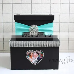 Elegant Handmade Black Wedding Cardbox With Photo Frame thumbnail-3
