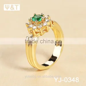 Jingli Jewelry Green Stone Gold Plated Ring (YJ-348) thumbnail-2